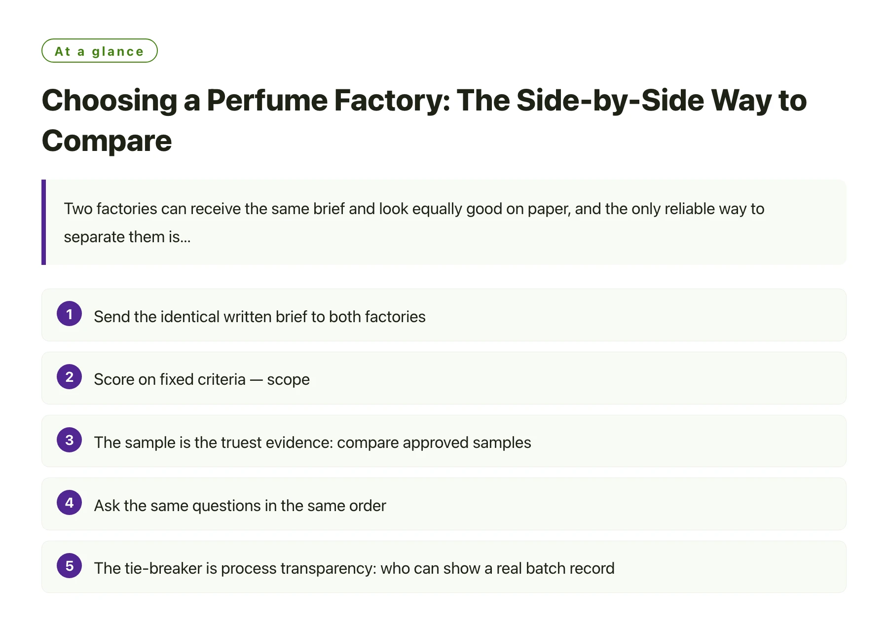 Choosing a Perfume Factory: The Side-by-Side Way to Compare——全文要点速览